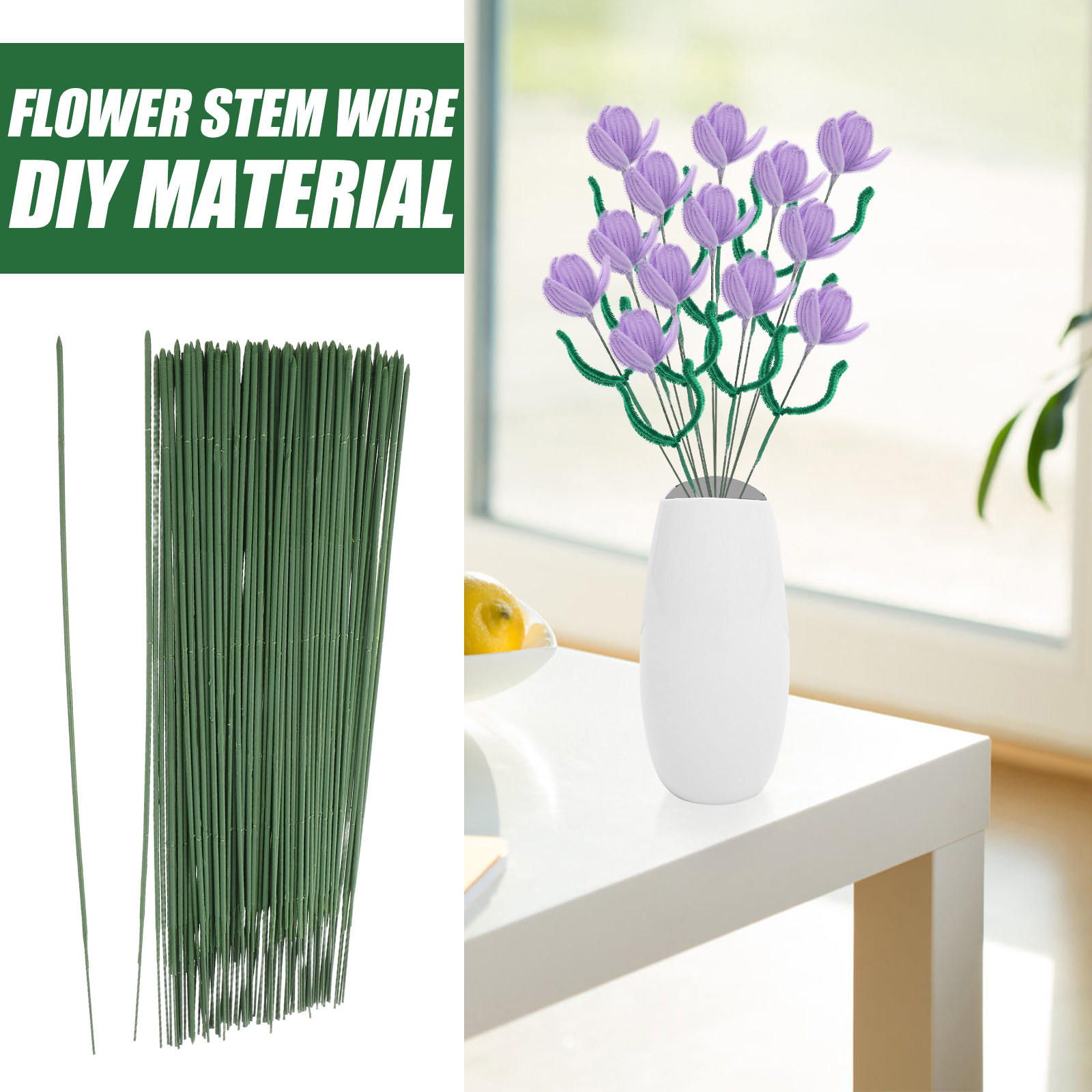 Wire Stem Florist - ก้านดอกไม้ประดิษฐ์ 100 ชิ้น ขนาด 25 ซม.
